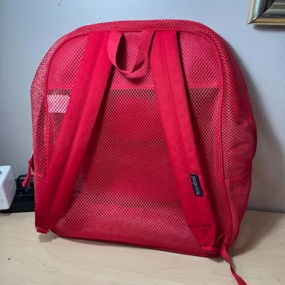JanSport Red Mesh Pack New See Through Backpack Stadium School Security